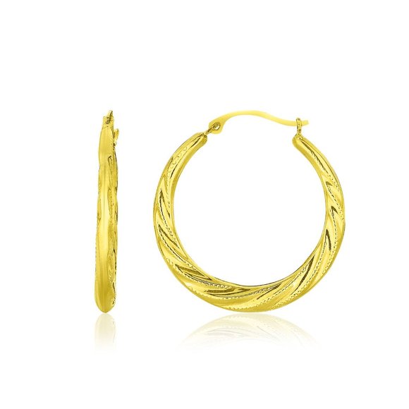 10k Yellow Gold Graduated Twisted Hoop Earrings - Picture 1 of 2